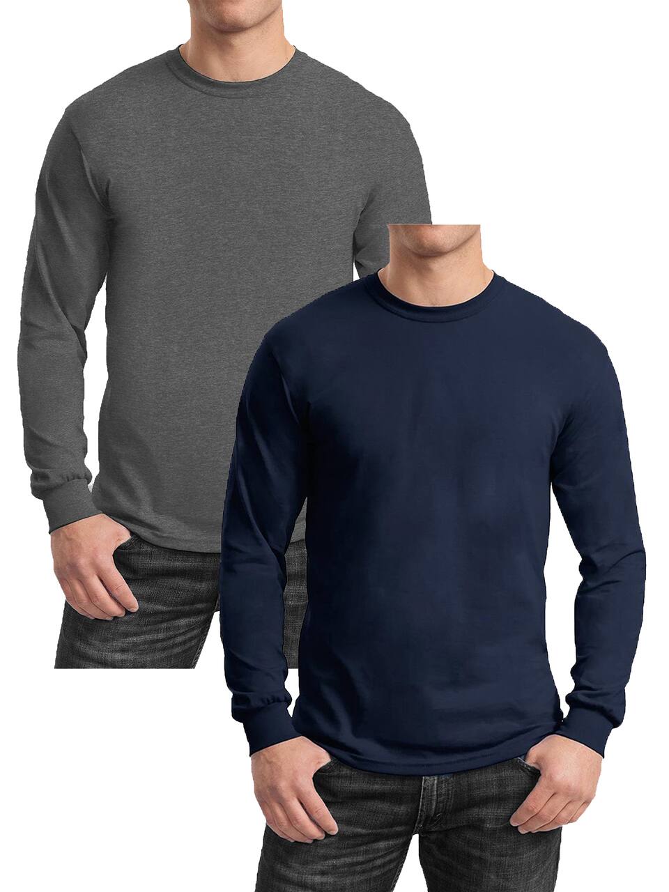 Galaxy by Harvic Long Sleeve Crew Neck Men's T-Shirt 2 Pack